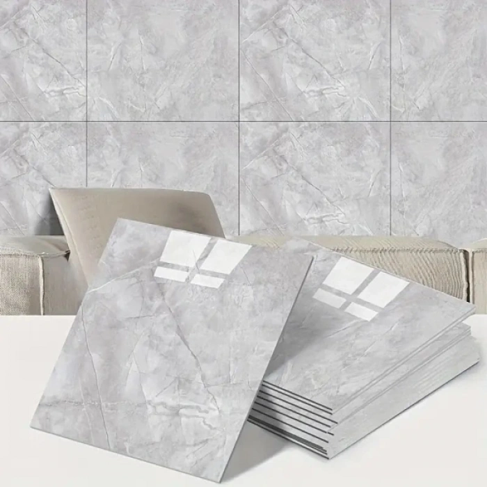 Nevamel Gri Mermer Desen Duvar Sticker (30x30)