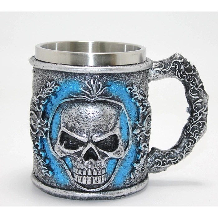 Nevamel® Grim Reaper Azrail Kabartmalı 3D Tasarım Çelik Kupa Bardak