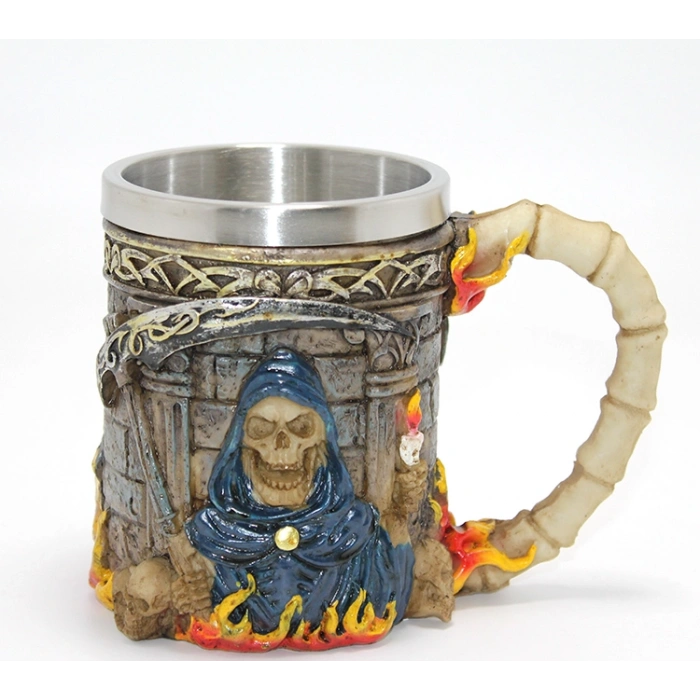 Nevamel® Grim Reaper Azrail Kabartmalı 3D Tasarım Çelik Kupa Bardak