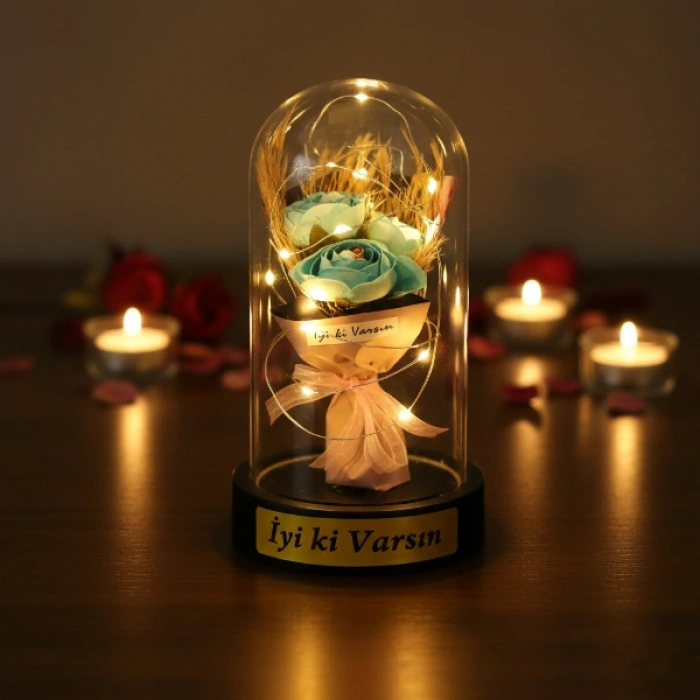 Nevamel® Gül Buketi Ledli Fanus