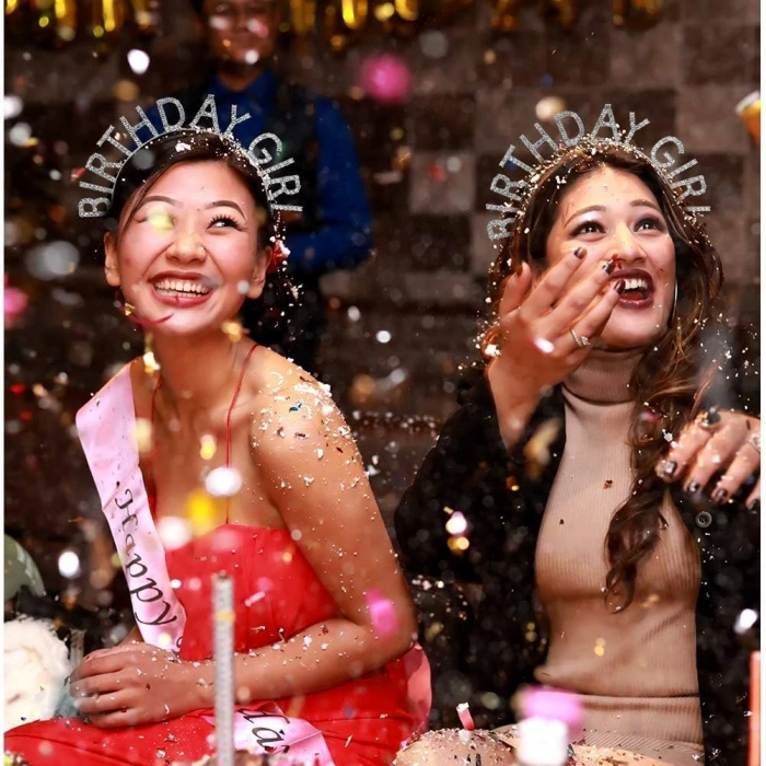 Nevamel Gümüş Kristal Taşlı Birthday Girl Tacı