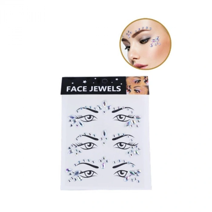 Nevamel® Gümüş Taşlı Makyaj Yüz Süsü