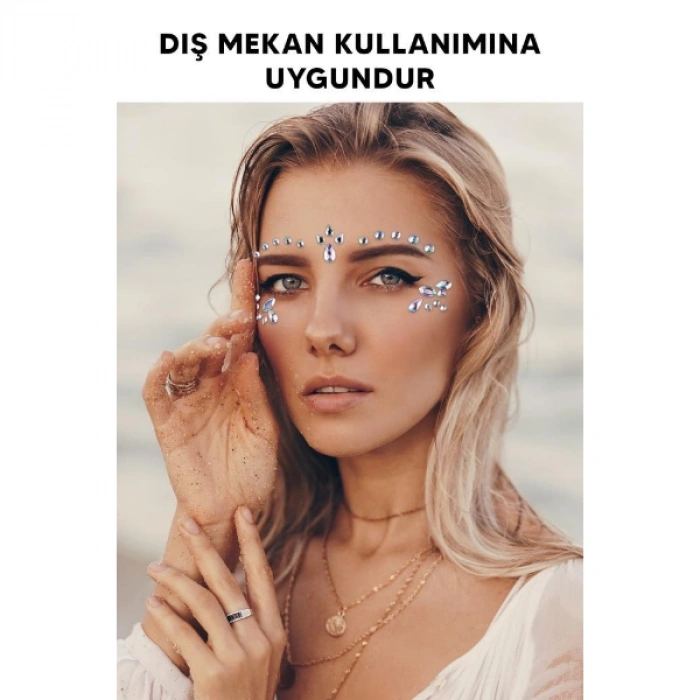 Nevamel® Gümüş Taşlı Makyaj Yüz Süsü