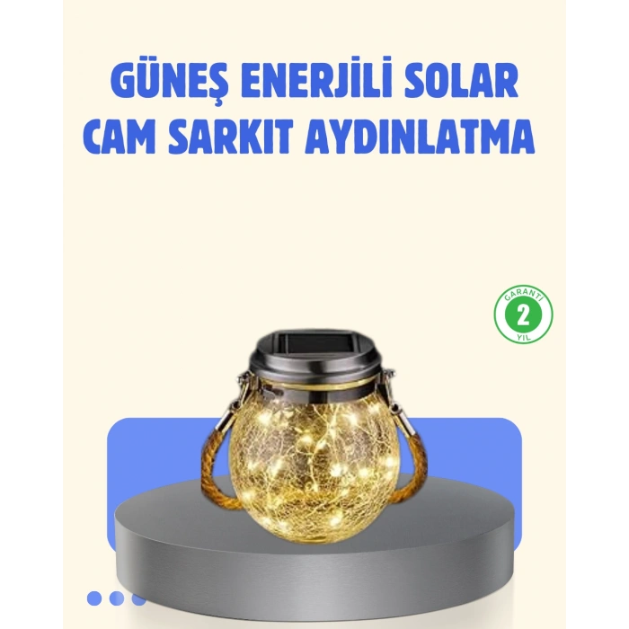 Nevamel® Güneş Enerjili Cam Sarkıt Bahçe Balkon Teras Aydınlatma 30 LED