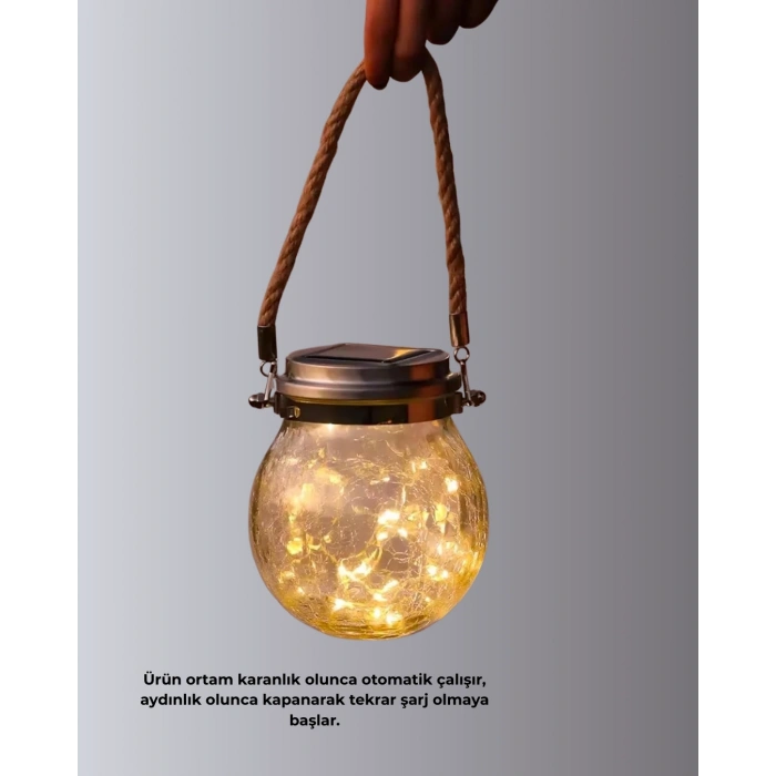 Nevamel® Güneş Enerjili Cam Sarkıt Bahçe Balkon Teras Aydınlatma 30 LED