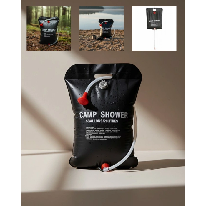 Nevamel® Güneş Enerjili Dış Mekan Duşu 20 Litre Dayanıklı PVC Kamp Duş Sistemi