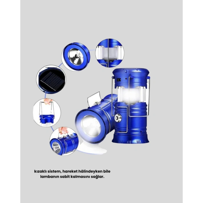 Nevamel® Güneş Enerjili Kamp Lambası Şarjlı Taşınabilir Kompakt Açık Hava Işığı