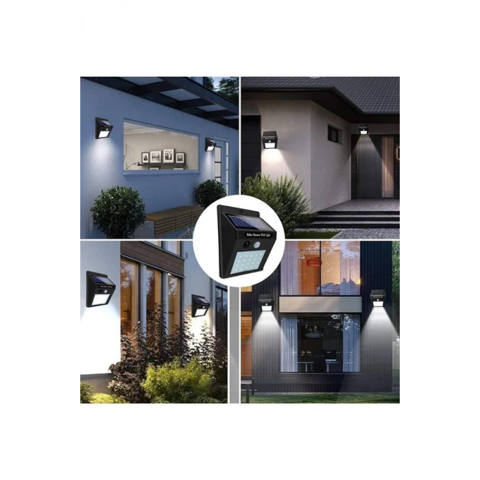 Nevamel Güneş Enerjili Sensörlü Duvar Lambası Bahçe Lamba Suya Dayanıklı Bahçe Aydınlatma