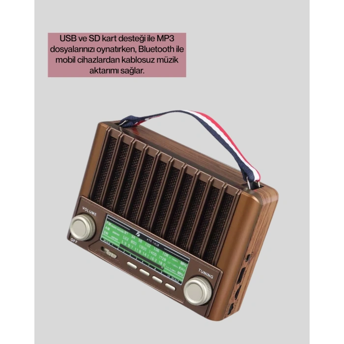 Nevamel® Güneş Enerjili Taşınabilir Radyo ve Bluetooth Hoparlör Çok Fonksiyonlu