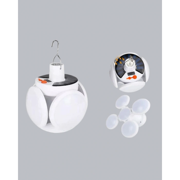 Nevamel Güneş Enerjili ve USB Şarjlı LED Kamp Lambası – 5 Farklı Işık Modlu Askılı Tasarım