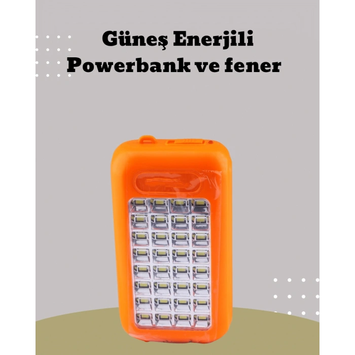 Nevamel Güneş Paneli Destekli Powerbank ve LED Işıldak – 10000 mAh Çift USB Outdoor Kullanım İçin