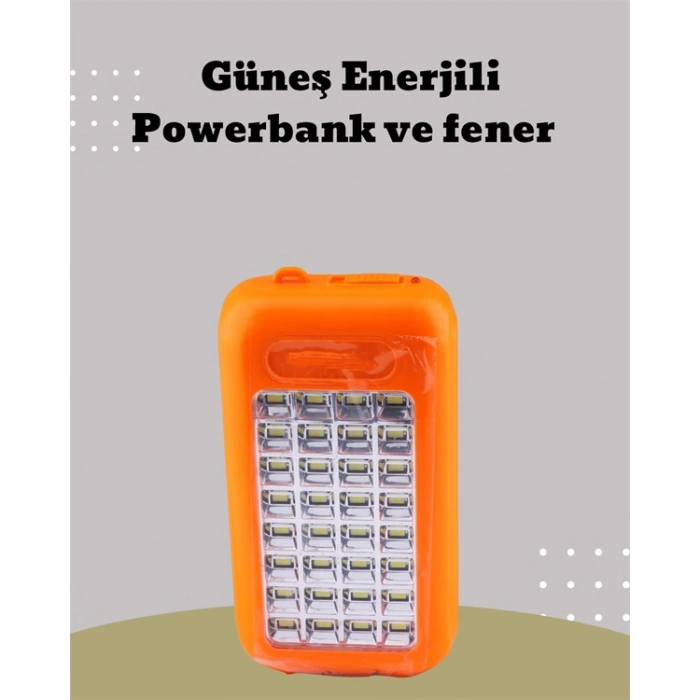 Nevamel Güneş Paneli Destekli Powerbank ve LED Işıldak – 10000 mAh Çift USB Outdoor Kullanım İçin