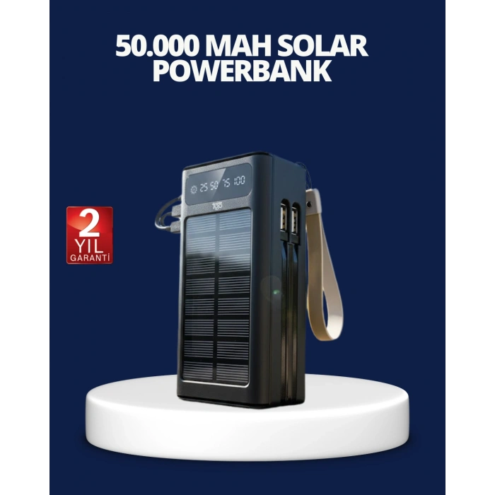Nevamel® Güneş Panelli Powerbank LED Işıklı Taşınabilir Şarj Cihazı
