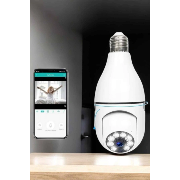 Nevamel® Güvenlik Kamerası Wifi Kamera Duylu Ev Kamerası Wifi Bağlantılı Dönebilen