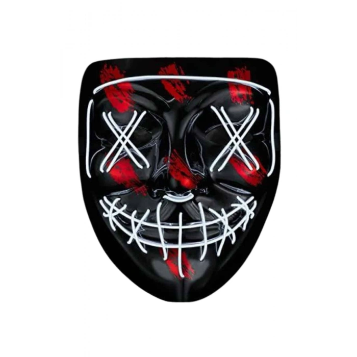 Nevamel Hallowen Parti Maskesi Neon Led Işıklı Maske 3 Modlu Cadılar Bayramı Maskesi