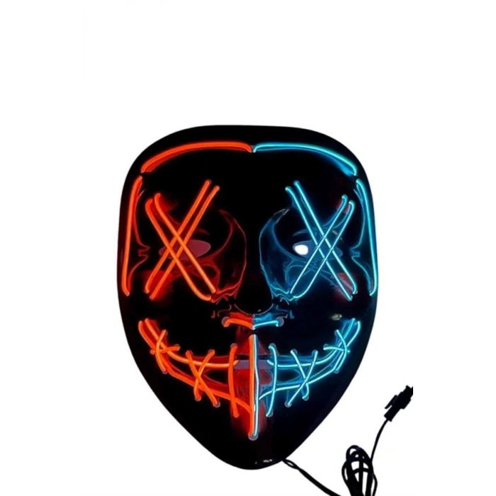 Nevamel Hallowen Parti Maskesi Neon Led Işıklı Maske 3 Modlu Cadılar Bayramı Maskesi