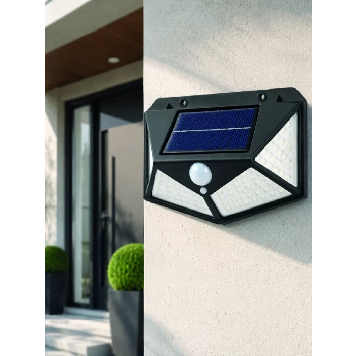Nevamel® Hareket Sensörlü Güneş Enerjili Duvar Lambası Dış Mekan İçin Güçlü LED Aydınlatma