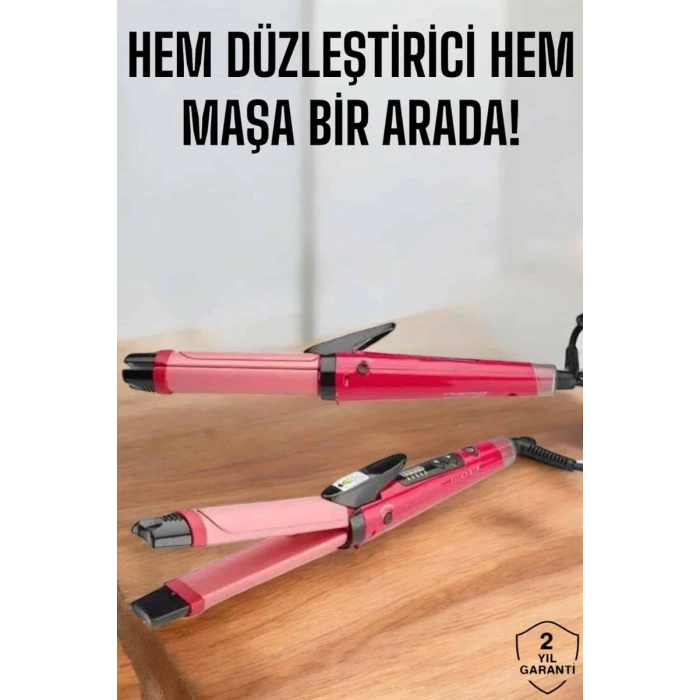 Nevamel® Hem Düzleştirici Hem Maşa Saç Şekillendirici