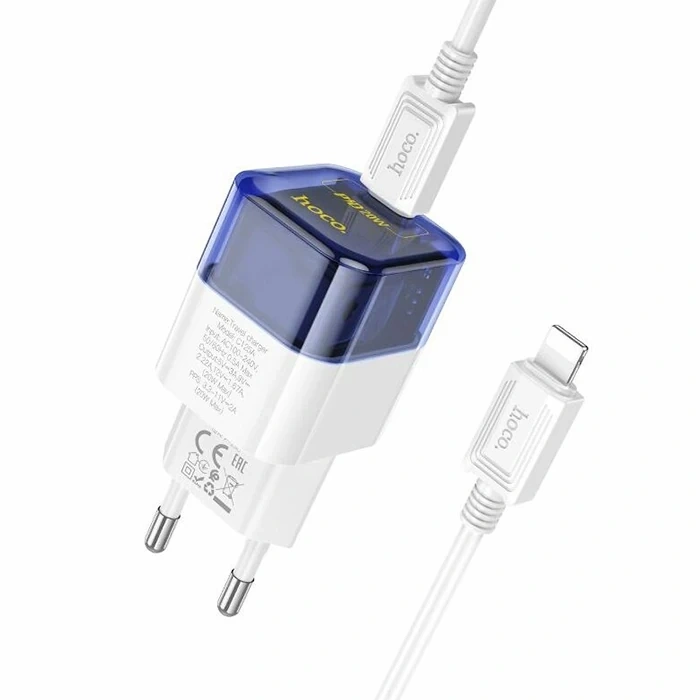 Nevamel HOCO C131A Platinum PD30W+QC3.0 Girişli Hızlı Şarj Başlığı Ve Type-C To iPhone Lightning Kablo-(5775)