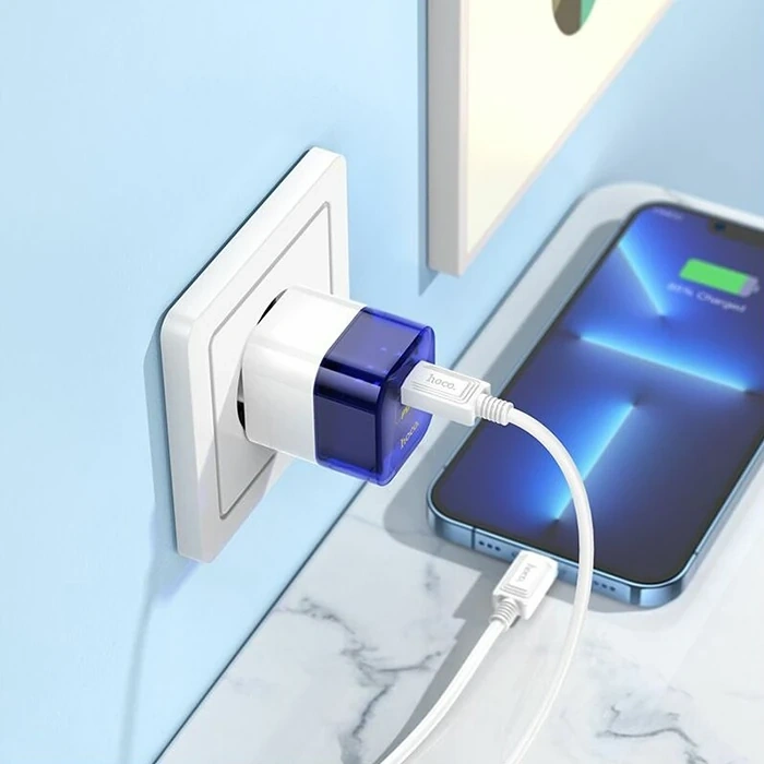 Nevamel HOCO C131A Platinum PD30W+QC3.0 Girişli Hızlı Şarj Başlığı Ve Type-C To iPhone Lightning Kablo-(5775)