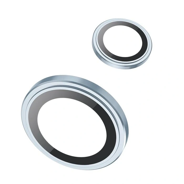 Nevamel HOCO Crystal Clear iPhone 15-15 Plus HD 3D Metal Çerçeveli Kamera Koruyucu Lens-(5775)