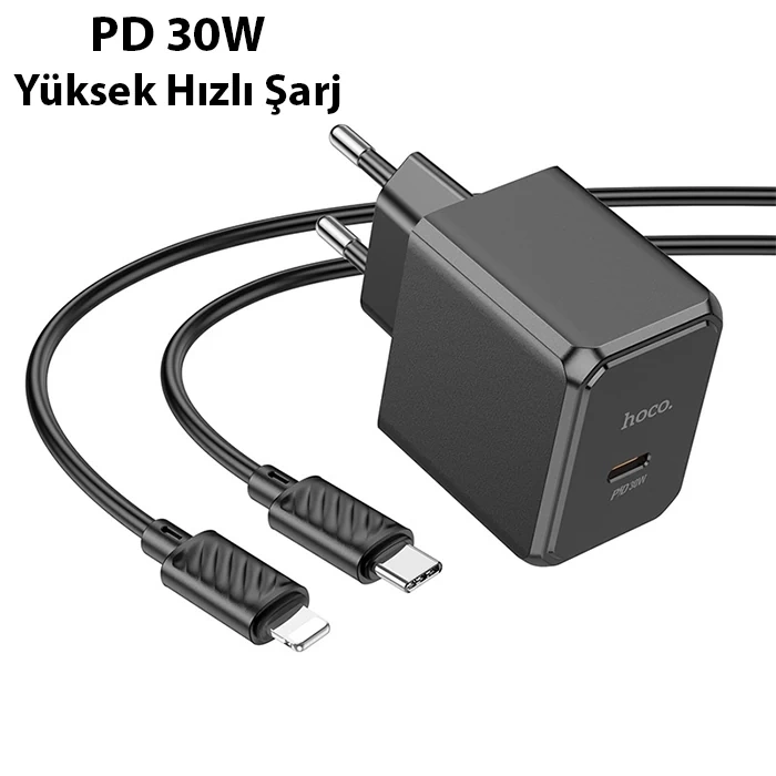 Nevamel HOCO CS15A 30W Type-C Şarj Aleti + Type-C to iPhone Lightning Kablo Seti-(5775)
