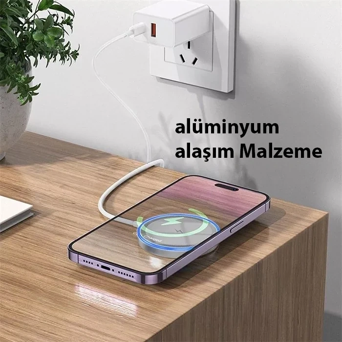 Nevamel HOCO CW53 15W Magsafe Kablosuz Wireless Stand  Hızlı Şarj Cihazı-(5775)