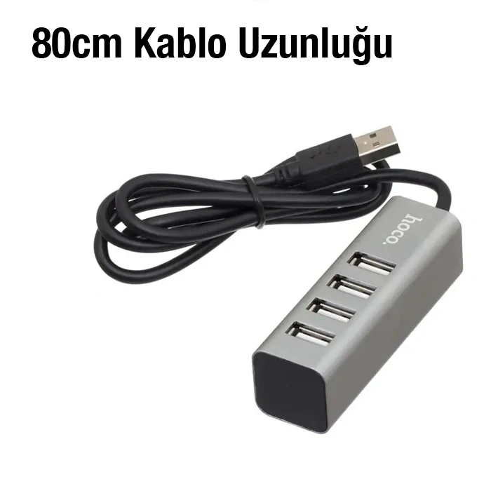 Nevamel HOCO HB1 80cm Kablolu 4 Portlu USB Çoğaltıcı HUB Adaptör-(5775)
