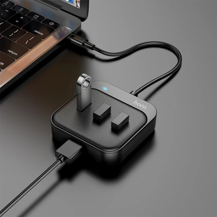 Nevamel Hoco HB31 4in1 Type-C to 4x USB3.0 HUB Çevirici Dönüştürücü Adaptör 0.2m-(5775)