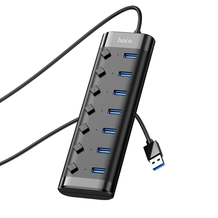 Nevamel Hoco HB40 7xUSB 2.0 Anahtarlı USB Hızlı Şarj ve Veri Okuyucu-(5775)