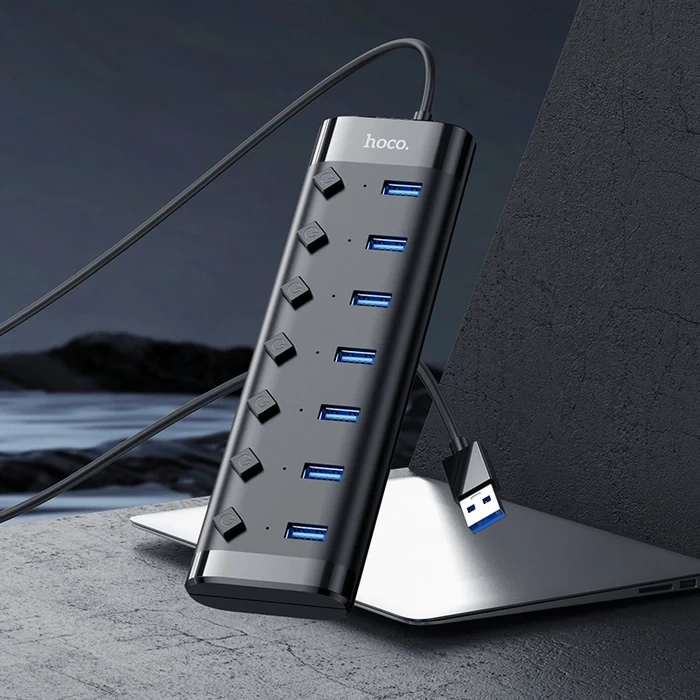 Nevamel Hoco HB40 7xUSB 2.0 Anahtarlı USB Hızlı Şarj ve Veri Okuyucu-(5775)