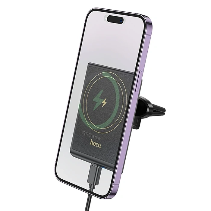 Nevamel Hoco HW19 Klima Havalandırma Bölmesi Wireless Kablosuz Hızlı Şarj Araç Telefon Tutucu-(5775)