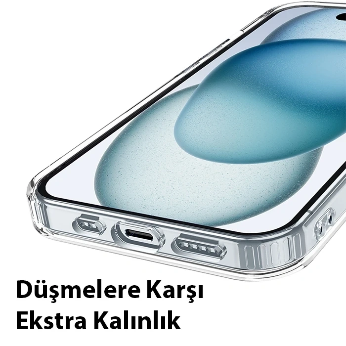 Nevamel Hoco iPhone 15 Plus Anti-Fall Darbe Önleyici Airbag Manyetik Magsafe Silikon Kılıf-(5775)