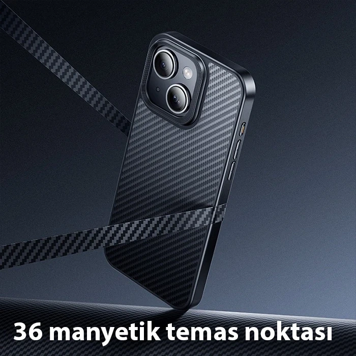 Nevamel Hoco iPhone 15 Plus AS7 Kevlar Kılıf Manyetik Magsafeli Telefon Kılıfı-(5775)