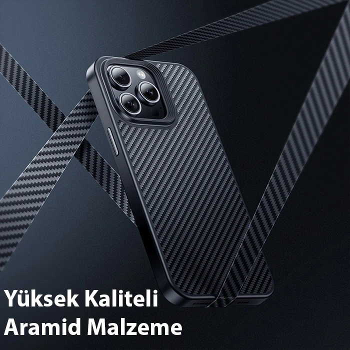 Nevamel Hoco iPhone 15 Pro AS7 Kevlar Kılıf Manyetik Magsafeli Telefon Kılıfı-(5775)