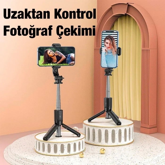 Nevamel HOCO K17 Bluetooth Uzaktan Kontrol Selfie Çubuğu Tripod Mini Canlı Yayın Standı-(5775)