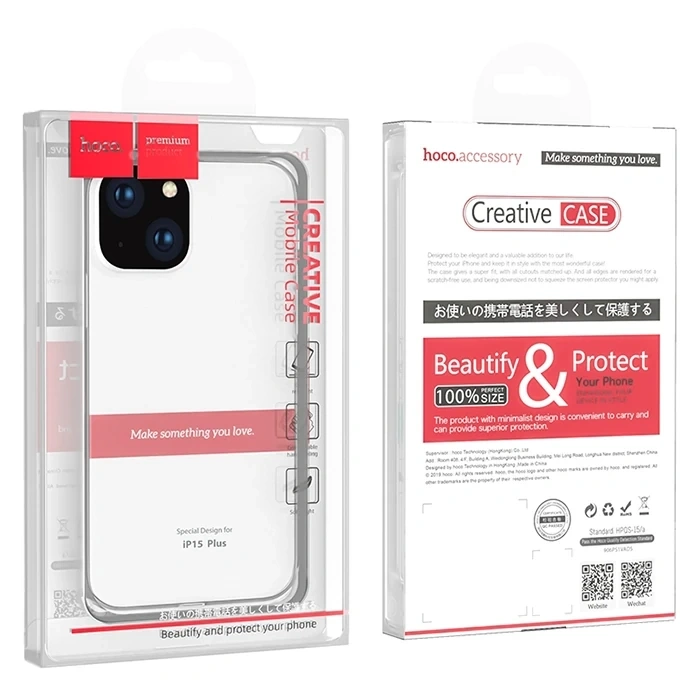 Nevamel HOCO Light Series TPU iPhone 15 Plus Şeffaf Kılıf-(5775)