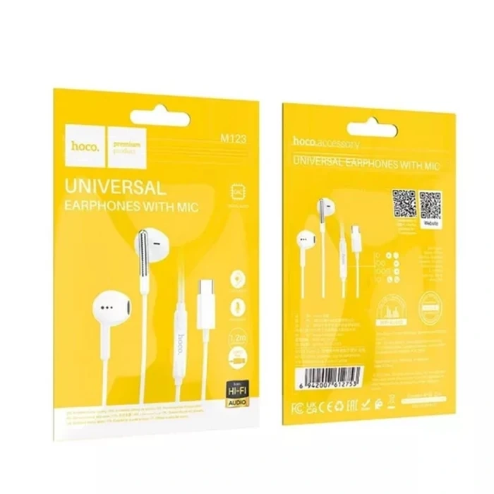 Nevamel HOCO M123 Kulakiçi Mikrofonlu Kablolu Type-C Kulaklık-(5775)