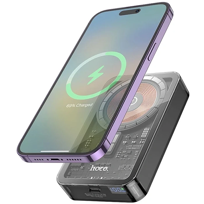 Nevamel HOCO Q14A Ice Crystal 10000mAh PD20W Magsafe Uyumlu Manyetik Hızlı Şarj Powerbank-(5775)