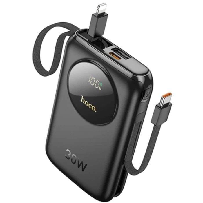 Nevamel HOCO Q19 Lucky 10000mAh 30W Dijital Göstergeli Kablolu Powerbank-(5775)