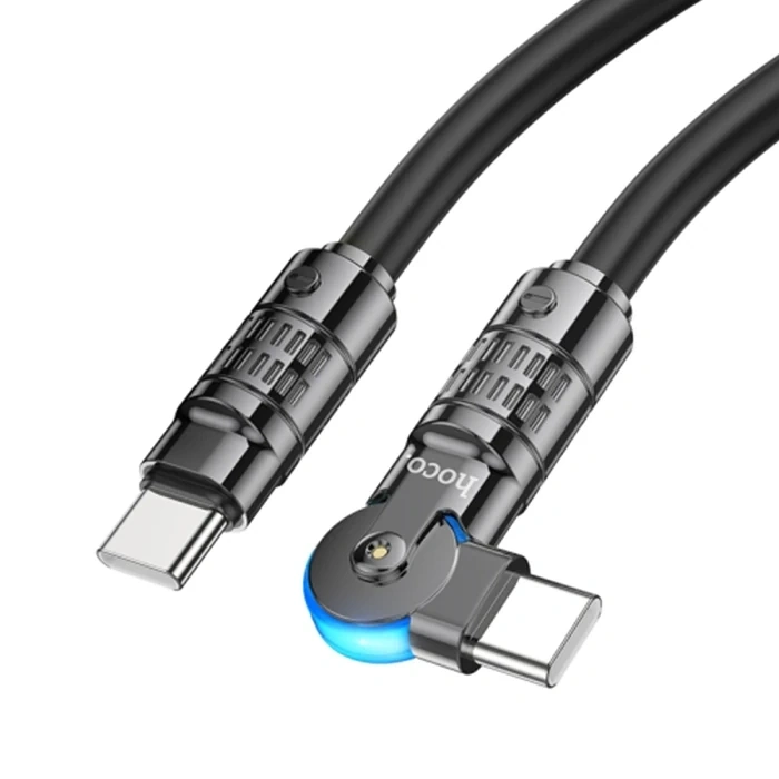 Nevamel HOCO U118 Döner Başlıklı Type-C to Type-C 60W Hızlı Şarj ve Veri Kablosu-(5775)