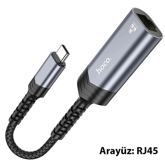 Nevamel Hoco UA26 Type-c OTG RJ45 İnternet Adaptörü Dönüştürücü 1000 Mbps-(5775)