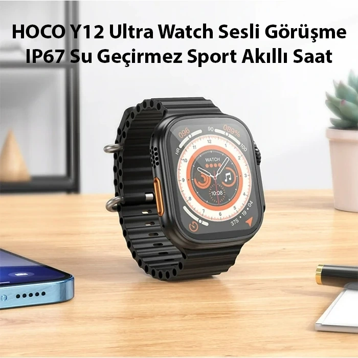 Nevamel HOCO Y12 Ultra Watch Sesli Görüşme IP67 Su Geçirmez Sport Akıllı Saat-(5775)