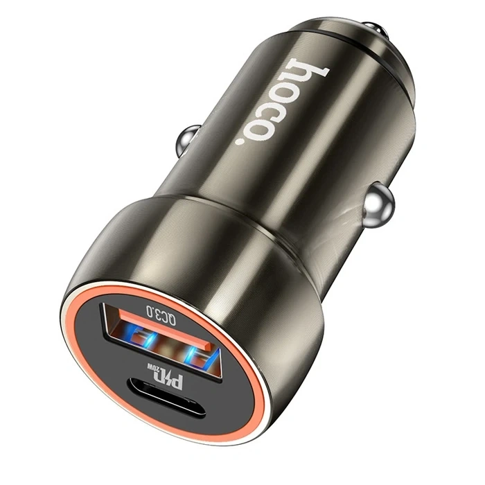 Nevamel HOCO Z46A PD20W+QC3.0 USB+Type-C Giriş Araç içi Çakmaklık Hızlı Şarj Aleti-(5775)