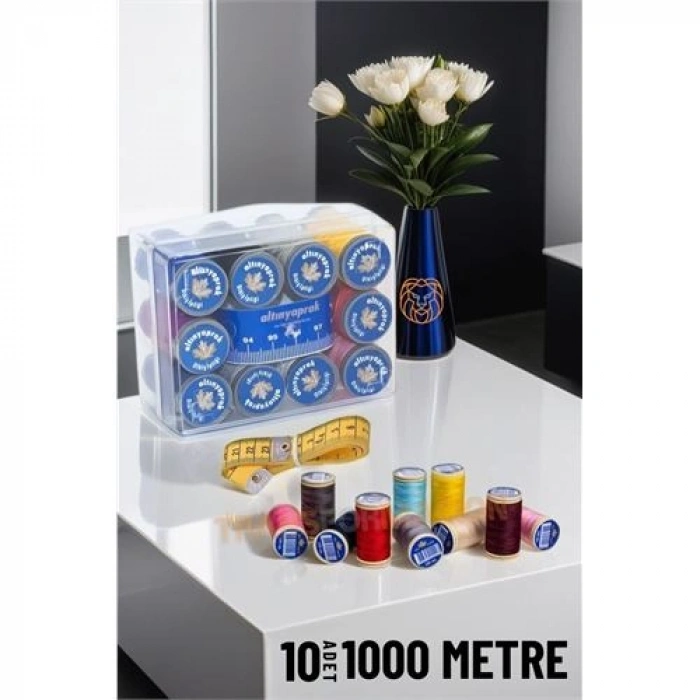 Nevamel® HSNET 10 Renk 1000 Mt Kutulu Mezuralı Dikiş İpliği Seti