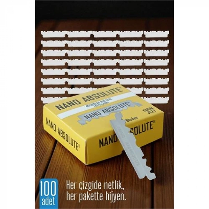 Nevamel® HSNET 100 lü Berber Ustura Jileti - Yarım Jilet- Berber Jileti Nano Absolute