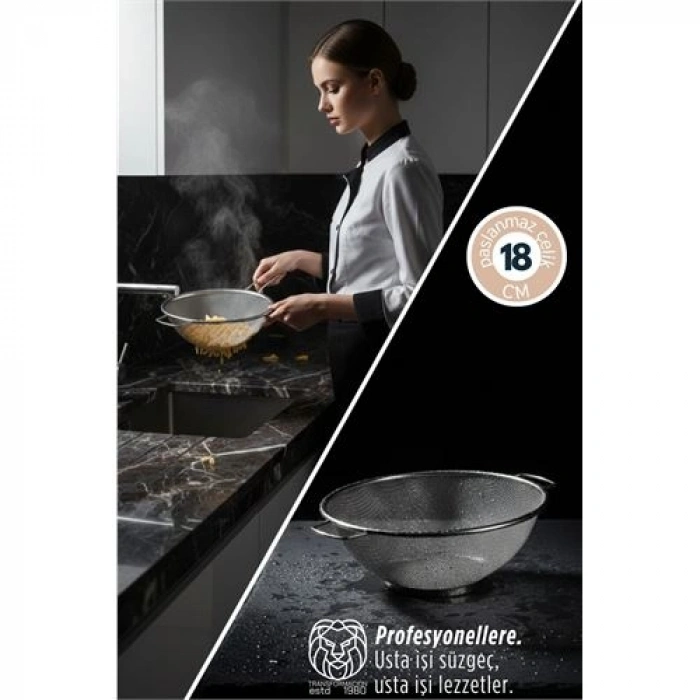 Nevamel® HSNET 18 cm Süzgeç - Makarna Süzgeci Pirinç Meyve Süzgeci 304 Paslanmaz Çelik 721937