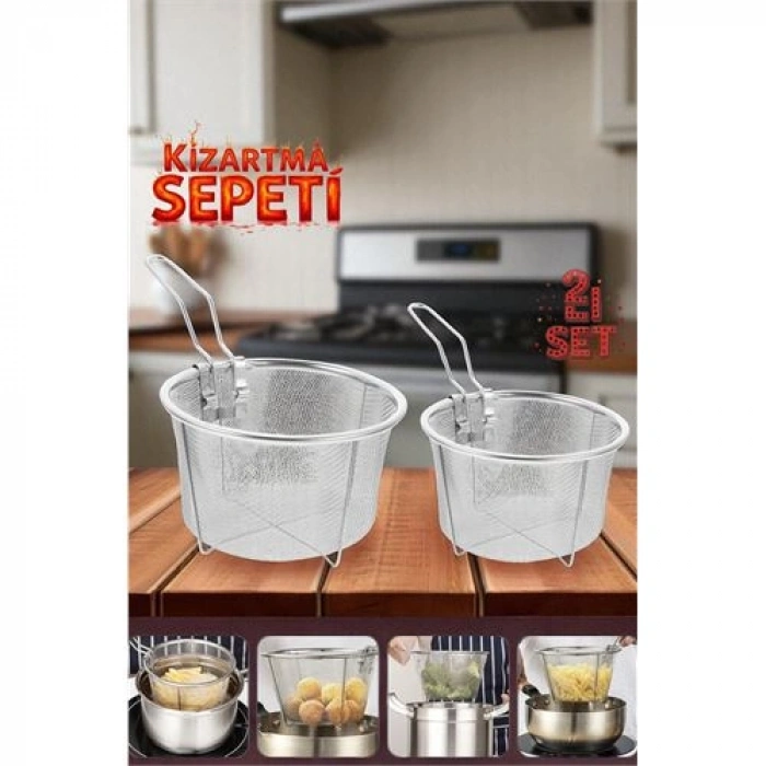 Nevamel® HSNET 2 Boy Kızartma Süzgeci Patates Kızartma Filtresi 304 Paslanmaz Çelik