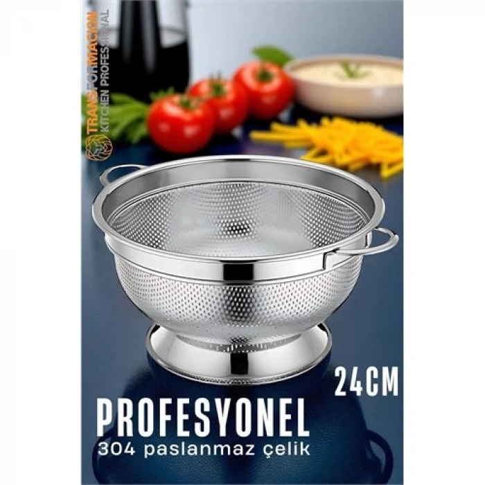 Nevamel® HSNET Ayaklı Kevgir - 304 Paslanmaz Çelik Profesyonel Ayaklı Süzgeç 24 Cm