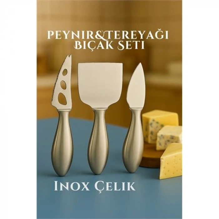 Nevamel® HSNET Inox Peynir Bıçağı Seti - Tereyağı Bıçağı Kahvaltı Seti Profesyonel Tasarım 304 Paslanmaz Çelik